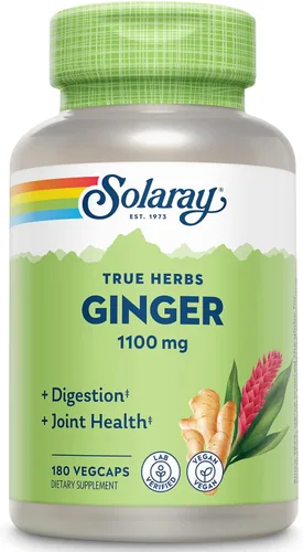 Vista 8 de SOLARAY Raíz de jengibre de 1100 mg Apoyo saludable para la digestión, las articulaciones y el movimiento y las molestias estomacales Raíz