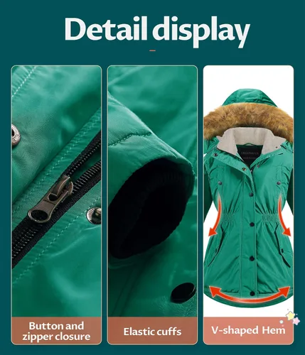 Vista 6 de CREATMO US Chaqueta de esquí acolchada con cuello recortado de sherpa para niña