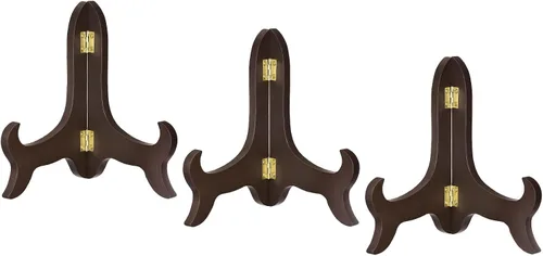 Vista 10 de uxcell 3pcs 4" soporte de placa de caballete, soporte de exhibición plegable de madera negro para marco de imagen decorativo