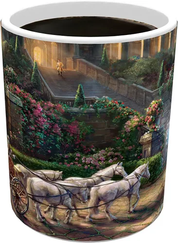 Vista 2 de Morphing Mugs Disney Thomas Kinkade - Reloj de Cenicienta Strikes Midnight 11 oz Taza de cerámica que cambia el calor Diseño oculto revelador