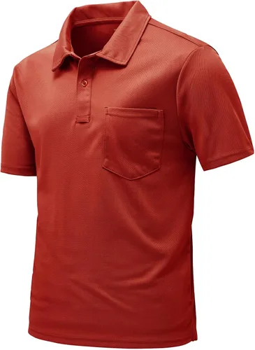 Vista 19 de Rdruko Camisas polo para hombre de manga corta, secado rápido, para golf y deportes al aire libre con bolsillo 01 Negro