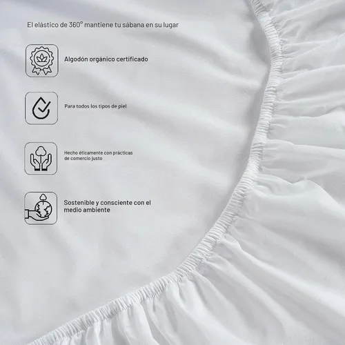 Vista 6 de LANE LINEN - Juego de 2 sábanas de fibras largas 100 % algodón orgánico, percal de fibras largas, ultrasuave y transpirable, para colchones de hasta