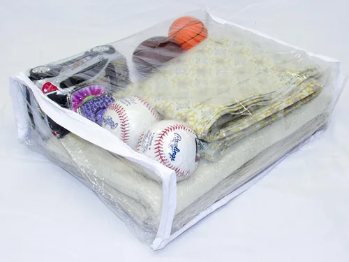 Vista 3 de Paquete de 2 bolsas de almacenamiento de vinilo resistente con cremallera (transparente) para suéteres, mantas, edredones, juegos de ropa de cama