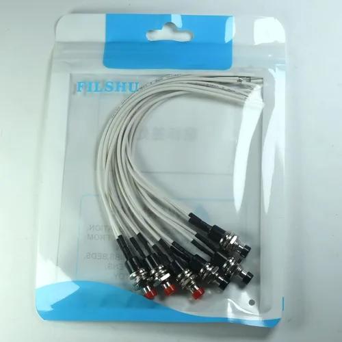 Vista 5 de Interruptores de botón mini redondos de 0.276 in, 1A y 250 VCA, 2 pines SPST ON Off Interruptor de botón momentáneo con cables pre-soldados