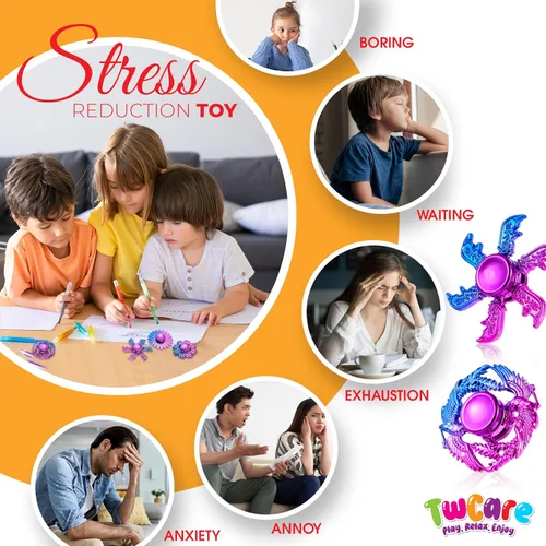 Vista 2 de Paquete de 20 juguetes giratorios de mano de alta velocidad para ansiedad, TDAH, niños, adultos, niños, niñas, paquete sensorial de la yema