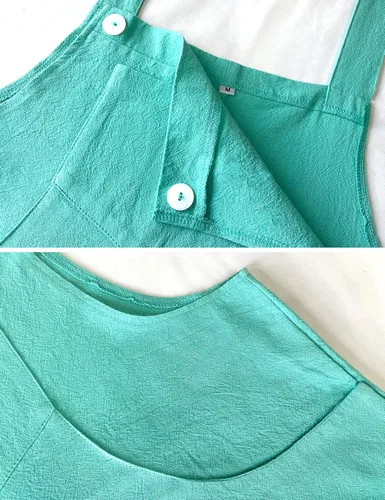 Vista 4 de AMEBELLE Overol suelto de lino de algodón para mujer, sin mangas, con tirantes ajustables, pierna ancha con bolsillos