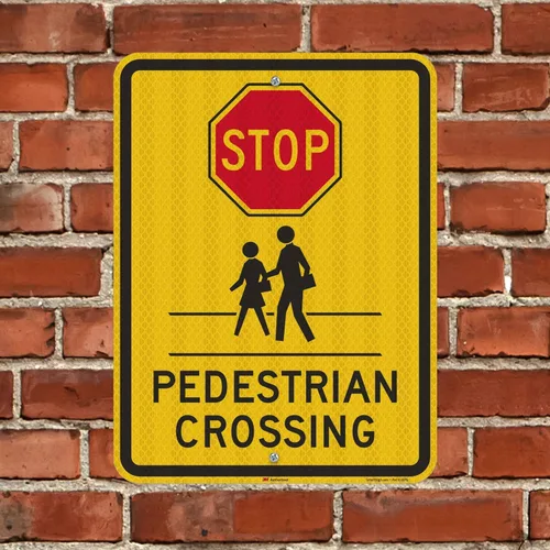 Vista 4 de SmartSign Letrero "Stop - Peatón Crossing" 18" x 24" 3M de aluminio reflectante de alta intensidad