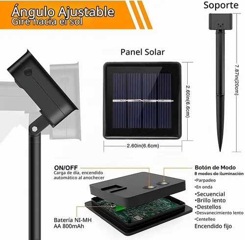 Vista 9 de YEGUO Paquete de 4 luces solares de Halloween de 33 pies, 100 luces LED moradas de Navidad impermeables para exteriores, 8 modos de luces solares