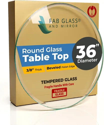 Vista 51 de Fab Glass - Mesa redonda de cristal de 48 in, grosor de 3/4 in, cristal pulido plano templado, Vidrio, Transparente