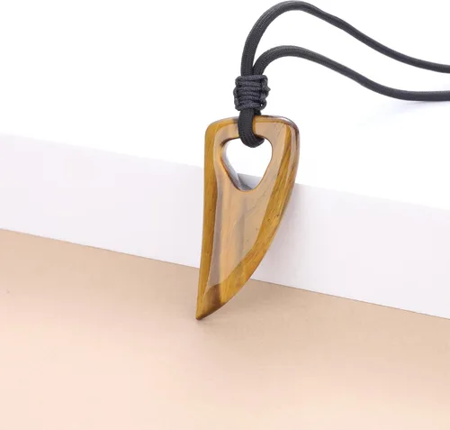 Vista 5 de COAI Collar de diente de lobo con colgante de piedra de amuleto para hombre y mujer
