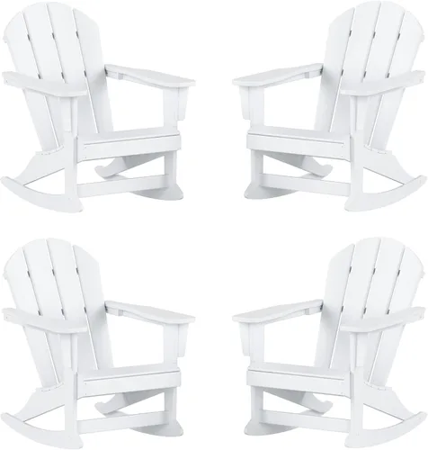 Vista 165 de WestinTrends Silla mecedora Malibu de poliéster para exterior/patio Adirondack, Negra