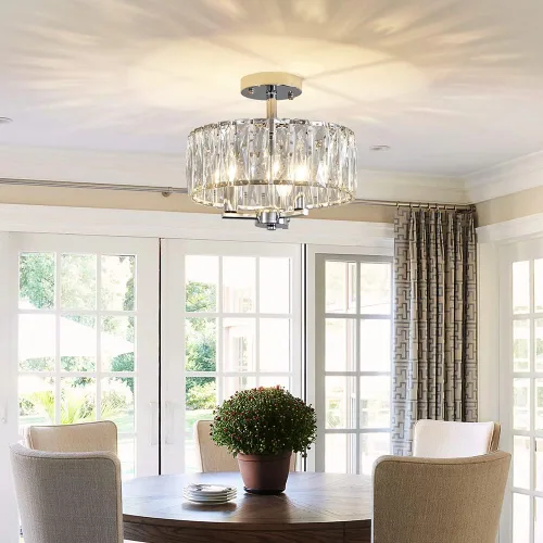 Vista 4 de AGV LIGHTING CL003F - Lámpara de techo de cristal K9, moderna lámpara de techo semiempotrada, perfecta para sala de estar, dormitorio, comedor, D13