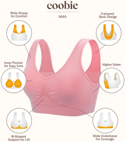 Vista 30 de Coobie Brasier sin costuras de cobertura completa para mujer con acolchado extraíble para mayor comodidad