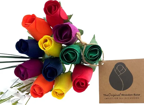 Vista 10 de Ramos originales de rosas de madera en 1, 2, o 3 docenas, Madera de abedul, 1 Docena