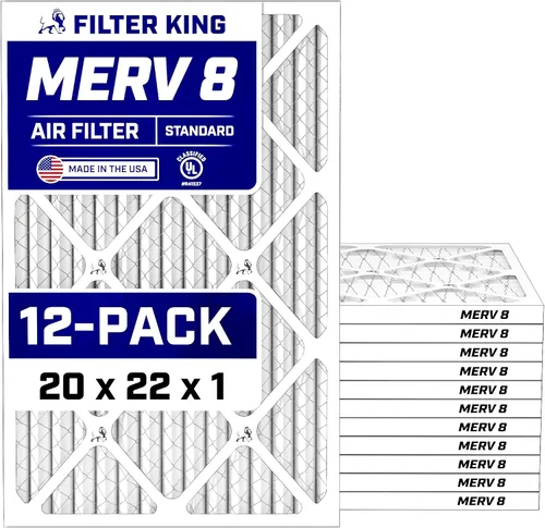 Vista 151 de Filter King Filtro de aire de 5.88 x 12.13 x 1 (MERV 8) (paquete de 12) filtros de horno de CA para control de polvo y alergias, fabricados en EE.