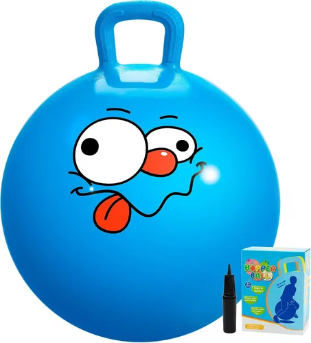 Vista 12 de U&C Planet Hoppity - Bola inflable de 18 pulgadas con asa para niños de 3 a 6 años Hoppity Hop Sit and Bounce Jumping Hopping con bomba y caja