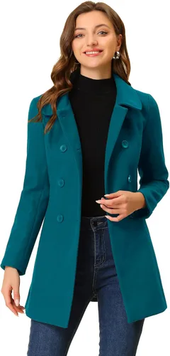 Vista 28 de Allegra K Abrigo Largo De Invierno Con Cuello Peter Pan Y Doble Botonadura Para Mujer Beige