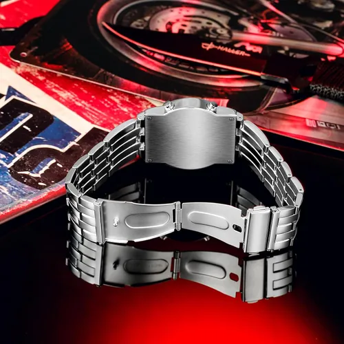 Vista 9 de Binary Matrix Blue led - Reloj Digital para hombre, moda clásica y creativa, color negro chapado