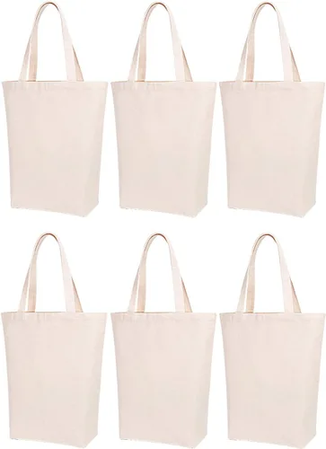 Vista 9 de Lily Queen - Bolsa de lona natural reutilizable para compras, Negro - Paquete de 12