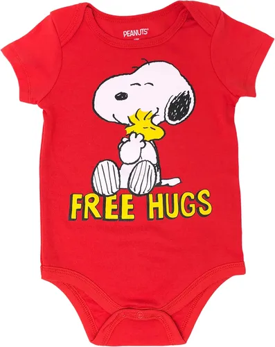 Vista 3 de Peanuts Snoopy - Paquete de 4 mamelucos para bebés - Charlie Brown Woodstock Joe Cool, Marrón