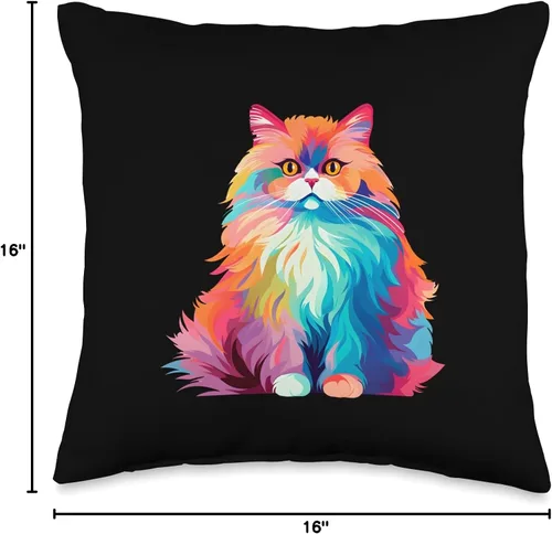 Vista 4 de Colorida almohada de gato persa de arte pop
