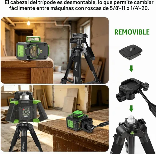 Vista 5 de HUEPAR Nivel láser 360 autonivelante con trípode de 50 pulgadas, nivelador