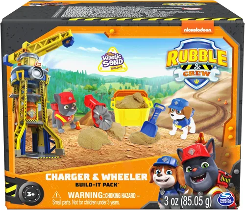 Vista 9 de Rubble & Crew, Figuras de acción de Charger y Wheeler, con arena Kinetic Build-It y 2 herramientas de construcción, juguetes de PAW Patrol