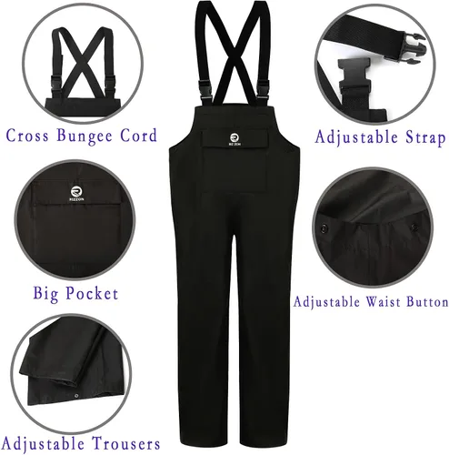 Vista 4 de Rizzon Traje de lluvia de pesca para hombre, impermeable, para vela, pantalones con capucha