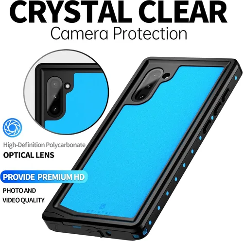 Vista 7 de BEASTEK Funda impermeable para Galaxy Note 10 Serie NRE a prueba de golpes con certificado IP68 con protector de pantalla incorporado Cubierta Azul