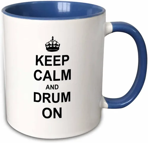 Vista 8 de 3dRose - Taza con texto en inglés "Keep Calm And Drum On", color negro