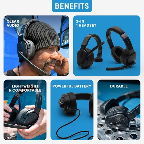 Vista 3 de FalconEye Electronics Patriot X - Auriculares convertibles Bluetooth 6.0 con batería extendida, 40 horas de tiempo de conversación