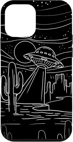 Vista 16 de iPhone 16 UFO Desert Retro Alien Spaceship Area 51 ET Space Lover Gift Case