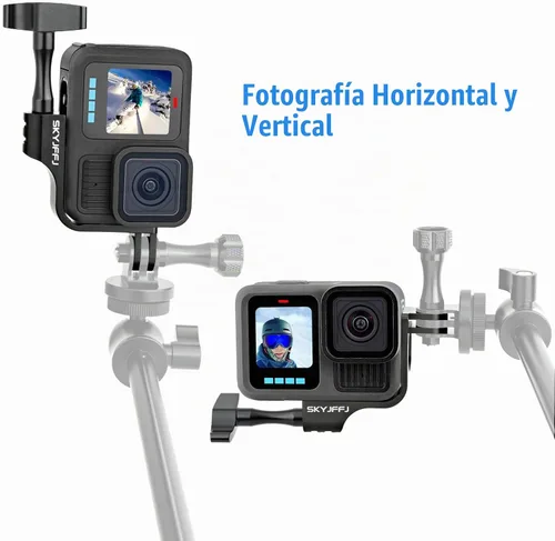 Vista 8 de Adaptador de soporte vertical de aluminio de 90 grados para GoPro Hero 13/12/11/10/9 Negro (ala voladora)