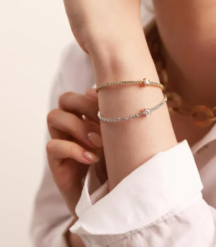 Vista 45 de OZEL - Pulseras para mujer, chapados en oro real de 18 quilates, pulseras de oro de cristal colorido para regalos