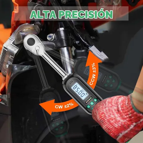 Vista 2 de Llave dinamométrica digital KOEORWS de 1/2 pulgada, 5.02-99.57 pies-libra/6.8-135 Nm, llave dinamométrica electrónica con valor preestablecido