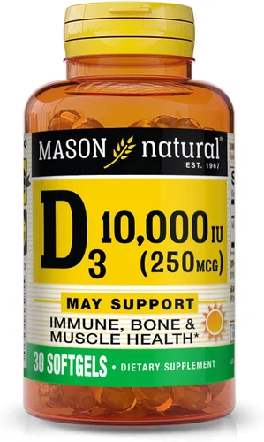 Vista 13 de MASON NATURAL Vitamina D3 125 mcg (5000 UI) - Apoya la salud general, fortalece los huesos y los músculos, del aceite de hígado de pescado, 50