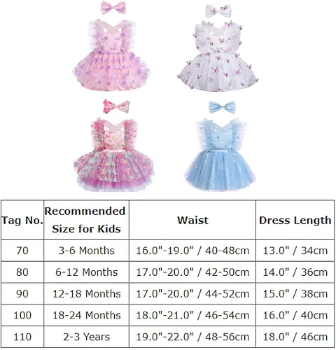 Vista 7 de Vestido para sesión de fotos de fiesta de cumpleaños con espalda descubierta para bebé, niña, mariposa, fresa, volantes, princesa, pastel, fiesta