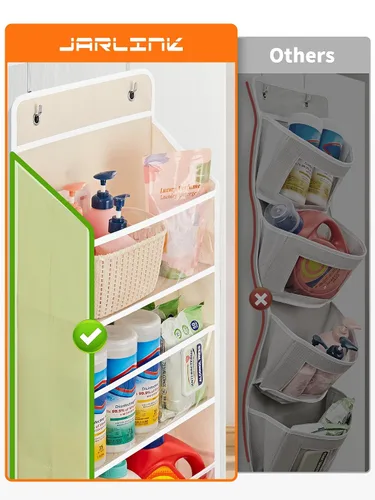 Vista 5 de JARLINK Organizador de almacenamiento de juguetes de animales de peluche, organizador sobre la puerta con ventanas transparentes, capacidad de carga