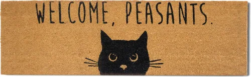 Vista 8 de Felpudo de bienvenida con diseño de campesinos y gatos de 30 x 17 pulgadas, divertido tapete de puerta de gato negro para áreas cubiertas, divertido