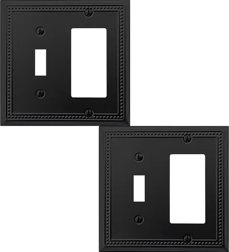 Vista 18 de OKAWYC Belaire - Cubierta para interruptor de luz de decoración individual, placa de pared de metal con cuentas, paquete de 4 unidades de bronce