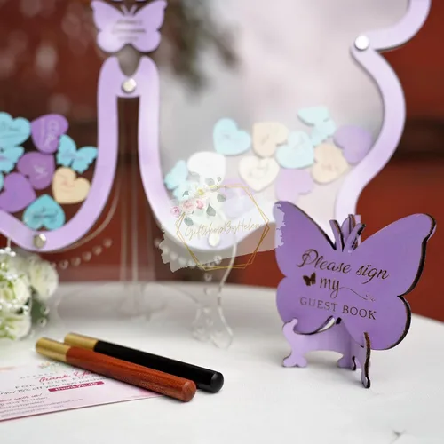 Vista 3 de Alternativa personalizada de libro de invitados con mariposas, libro de invitados para quinceañera, libro de invitados con mariposas para cumpleaños