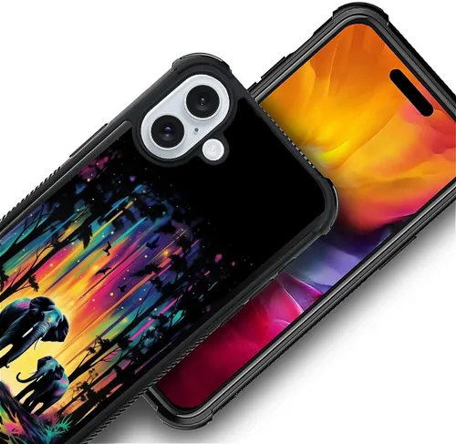 Vista 159 de Funda compatible con iPhone 15, diseño de elefantes africanos, diseño increíble a prueba de golpes, antiarañazos, carcasa trasera de policarbonato