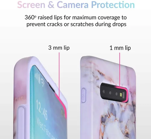 Vista 3 de Velvet Caviar Funda compatible con Samsung Galaxy S10 Plus, bonitas fundas protectoras para niñas y mujeres (mármol blanco)