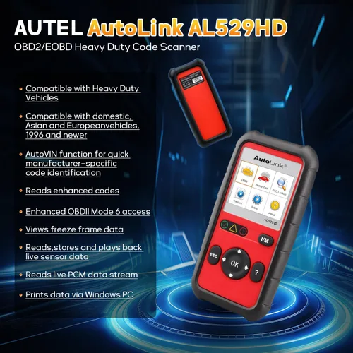 Vista 2 de Autel AutoLink AL529HD, lector de código de vehículo, escáner de código AL529 OBD2 avanzado, AutoVIN lectura de códigos mejorados