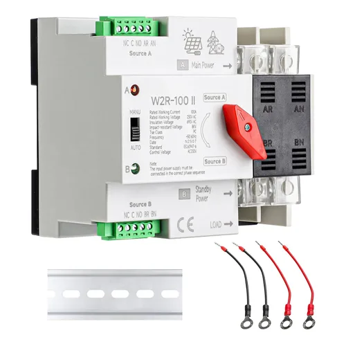 Vista 14 de 100Amp AC110V Interruptor de Transferencia Automático/Manual 2P 50/60Hz, 2POLE 100A Mini ATS Interruptor Solar Auto de Energía Dual para Generador