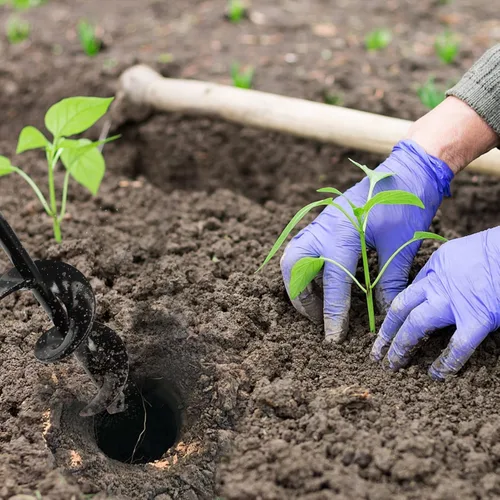 Vista 5 de Broca de Taladro para Jardín para Plantar – Broca de Jardín de 4x23 cm, Barrenadora Rápida para Bulbos y Plantas de Cama para Taladro Hexagonal