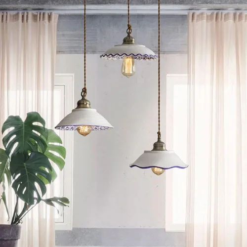 Vista 6 de MARURY Lámpara colgante de techo, luz colgante de porcelana azul y blanca, lámpara clásica de cerámica pequeña ajustable para cocina, isla