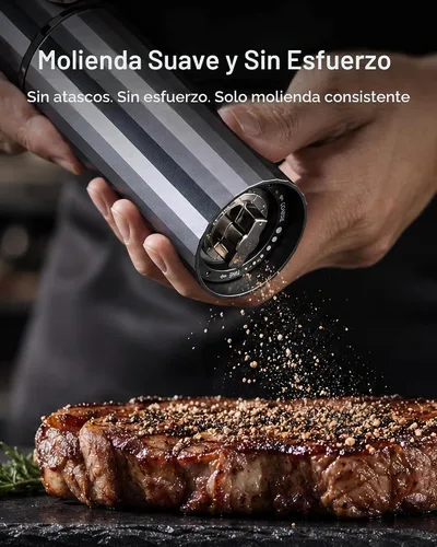 Vista 2 de Molinillo de pimienta manual – Hotqilin Molinillo de pimienta ajustable con más de 60 configuraciones de grosor, diseño completamente metálico, alta