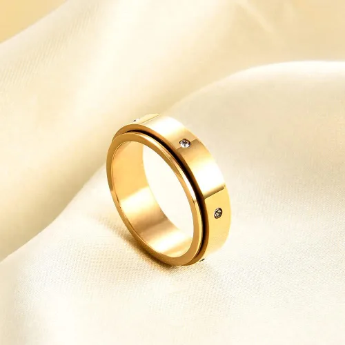 Vista 4 de MYNENEY Anillo para ansiedad con circonita cúbica para aliviar el estrés para mujeres, alianza de compromiso de boda para mujeres y hombres