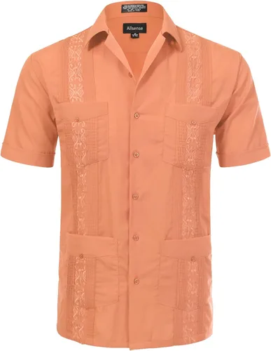 Vista 13 de Allsense - Camisa guayabera cubana de manga corta con botones para hombre